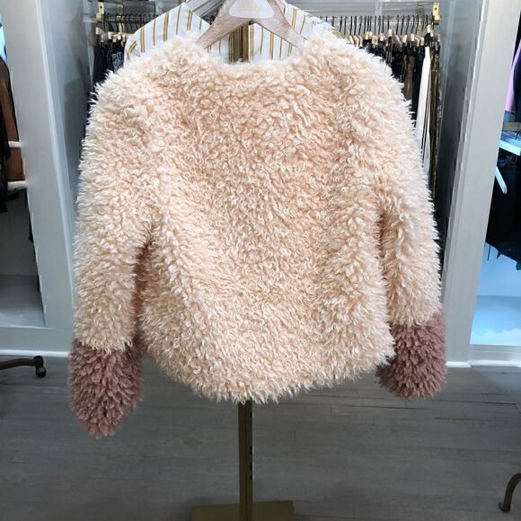 NWT- Honey Punch Pink Cream Teddy Bear Bomber Jacket - Picture 5 of 15